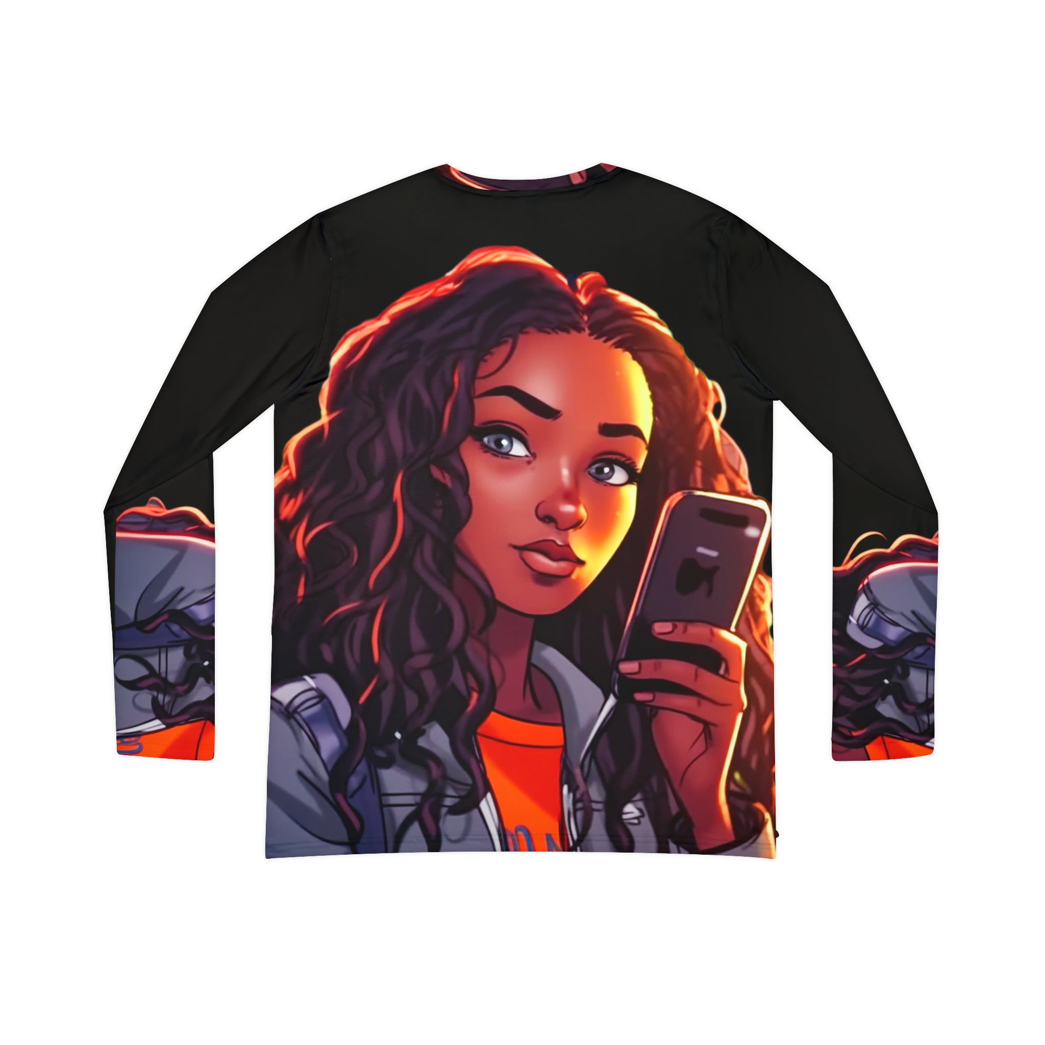 "THE PHONE" - African American Themed Long Sleeve V-NECK TEE