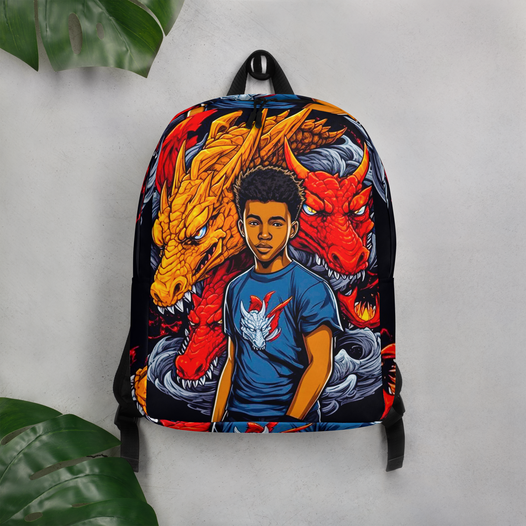"KID DRAGON" - African American Themed Backpack with Laptop Pocket