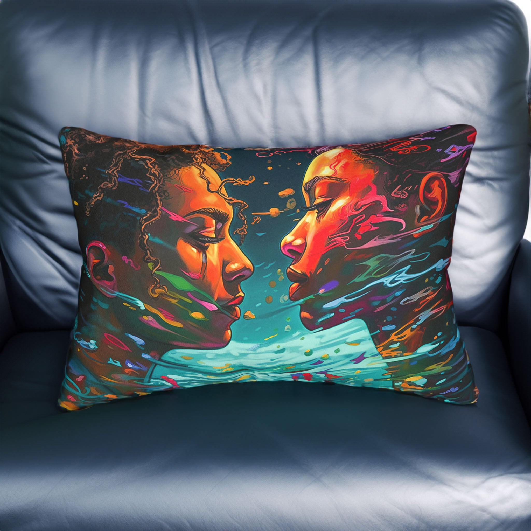 "COLOR OF LOVE" - African American Themed Lumbar Pillow
