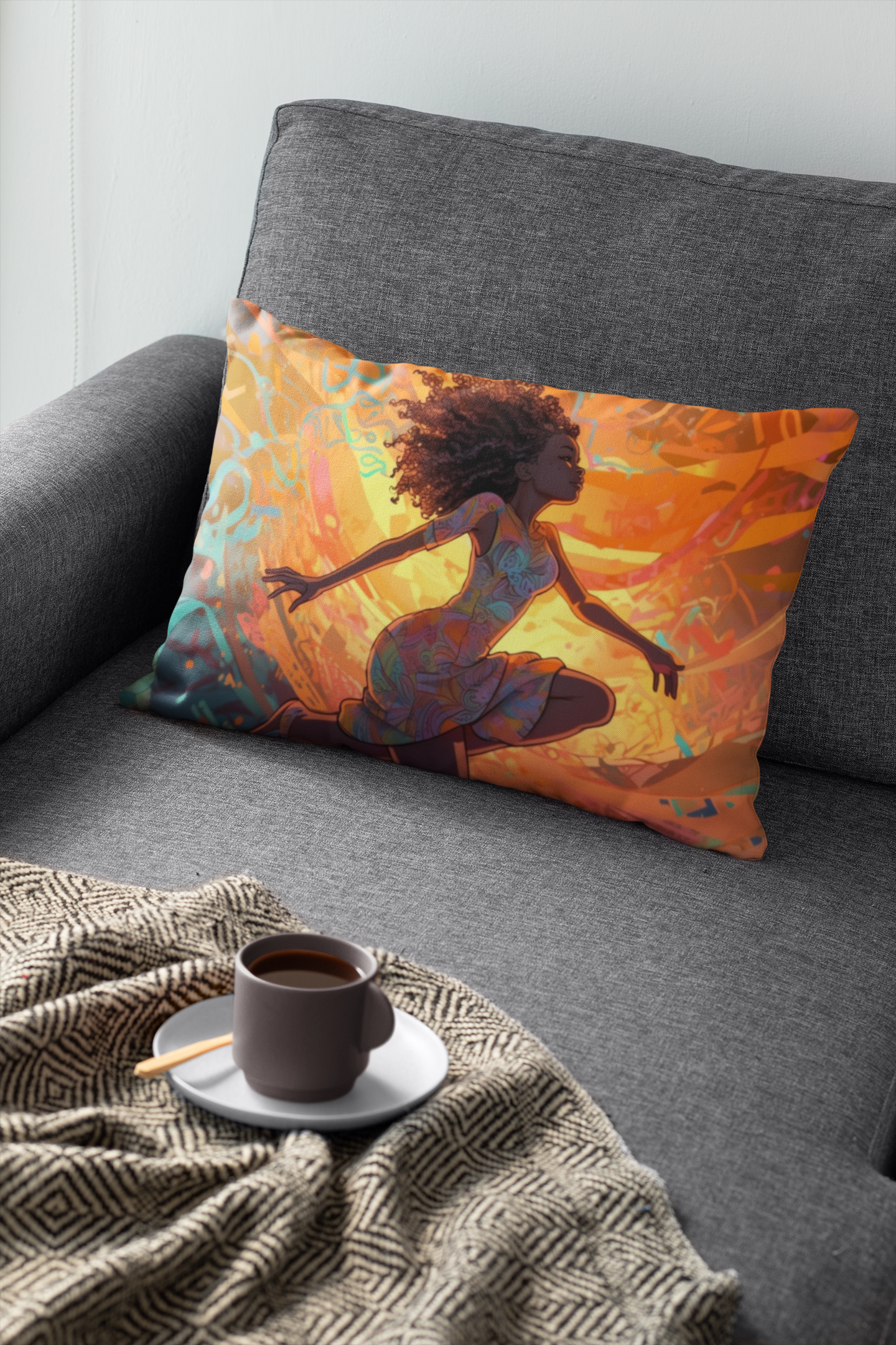 "SUN DANCER" - African American Themed Lumbar Pillow